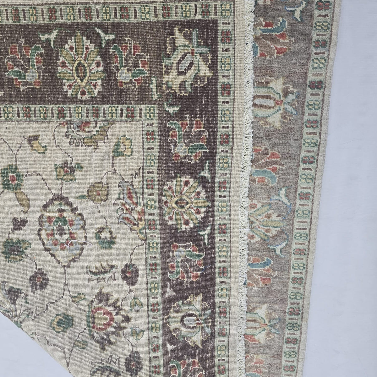 5x6 Beige Chobi Floral Area Rug | Handmade Wool & Cotton Rug