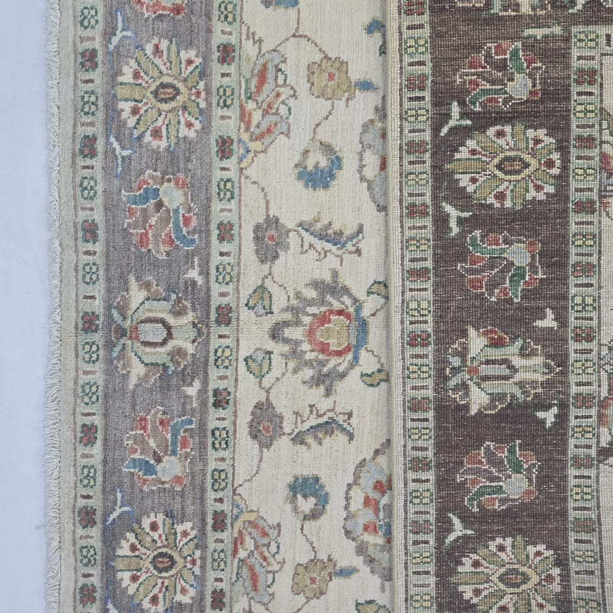 5x6 Beige Chobi Floral Area Rug | Handmade Wool & Cotton Rug