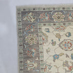 5x6 Beige Chobi Floral Area Rug | Handmade Wool & Cotton Rug