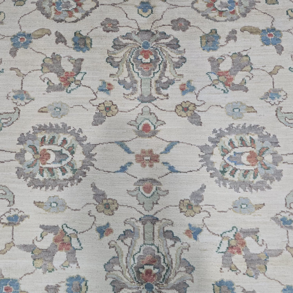 5x6 Beige Chobi Floral Area Rug | Handmade Wool & Cotton Rug