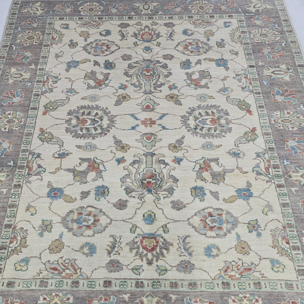 5x6 Beige Chobi Floral Area Rug | Handmade Wool & Cotton Rug