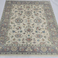 5x6 beige Chobi floral handmade wool and cotton area rug with vegetable dyeing