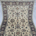 5x6.5 beige Chobi floral handmade wool and cotton area rug with vegetable dyeing