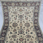 5x6.5 beige Chobi floral handmade wool and cotton area rug with vegetable dyeing