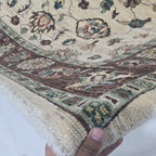 5x6.5 Beige Chobi Floral Area Rug | Handmade Wool & Cotton Rug