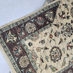 5x6.5 Beige Chobi Floral Area Rug | Handmade Wool & Cotton Rug