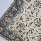 5x6.5 Beige Chobi Floral Area Rug | Handmade Wool & Cotton Rug