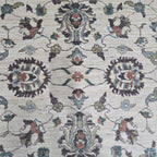 5x6.5 Beige Chobi Floral Area Rug | Handmade Wool & Cotton Rug