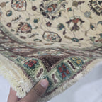 5x6.5 Beige Chobi Floral Area Rug | Handmade Wool & Cotton Rug