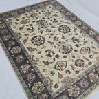 5x6.5 Beige Chobi Floral Area Rug | Handmade Wool & Cotton Rug