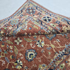 5x6.5 Orange Chobi Floral Area Rug | Handmade Wool & Cotton Rug