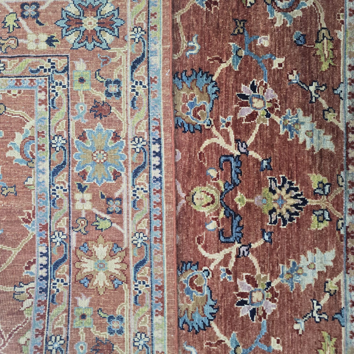 5x6.5 Orange Chobi Floral Area Rug | Handmade Wool & Cotton Rug