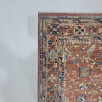 5x6.5 Orange Chobi Floral Area Rug | Handmade Wool & Cotton Rug