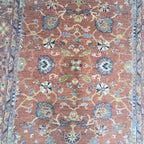 5x6.5 Orange Chobi Floral Area Rug | Handmade Wool & Cotton Rug