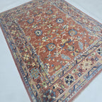 5x6.5 Orange Chobi Floral Area Rug | Handmade Wool & Cotton Rug