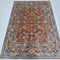5x6.5 orange Chobi floral handmade wool and cotton area rug with vegetable dyeing