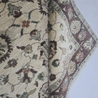 5x6.5 Beige Chobi Floral Area Rug | Handmade Wool & Cotton Rug