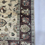 5x6.5 Beige Chobi Floral Area Rug | Handmade Wool & Cotton Rug