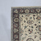 5x6.5 Beige Chobi Floral Area Rug | Handmade Wool & Cotton Rug