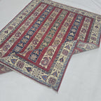 5x6.5 Red Shawl Area Rug | Handmade Wool & Cotton Rug
