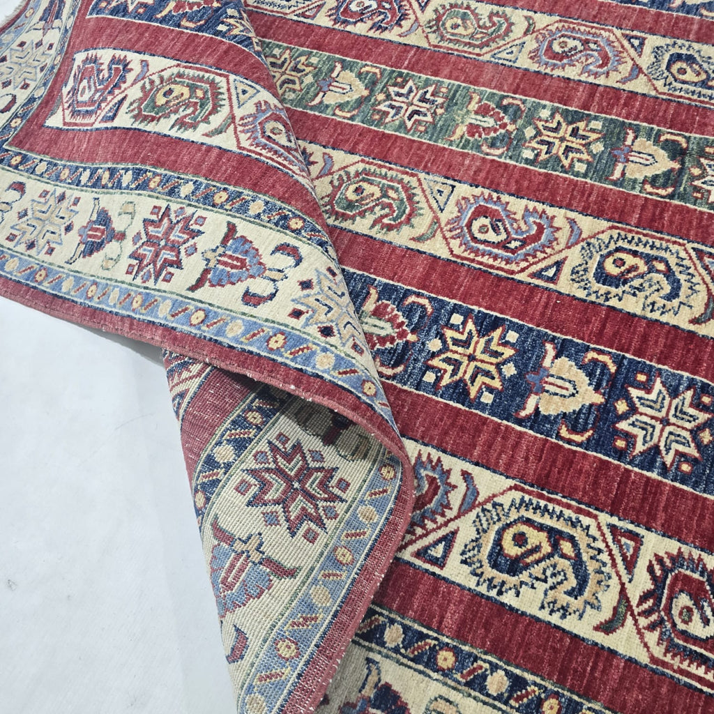 5x6.5 Red Shawl Area Rug | Handmade Wool & Cotton Rug