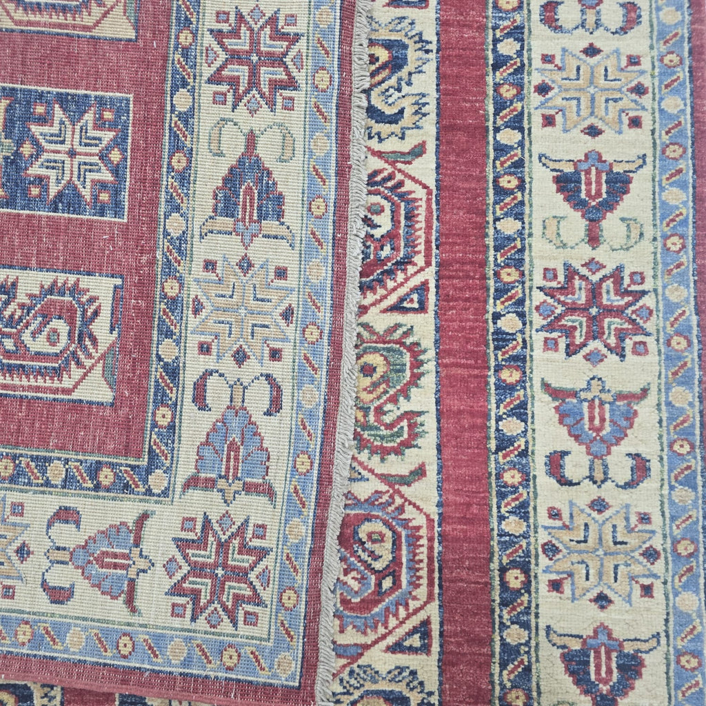 5x6.5 Red Shawl Area Rug | Handmade Wool & Cotton Rug