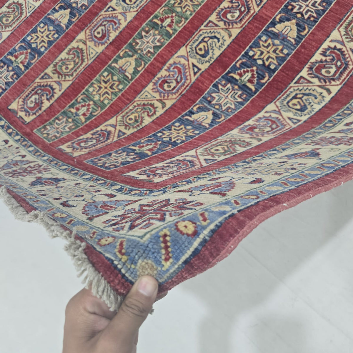 5x6.5 Red Shawl Area Rug | Handmade Wool & Cotton Rug