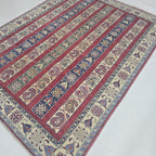 5x6.5 Red Shawl Area Rug | Handmade Wool & Cotton Rug