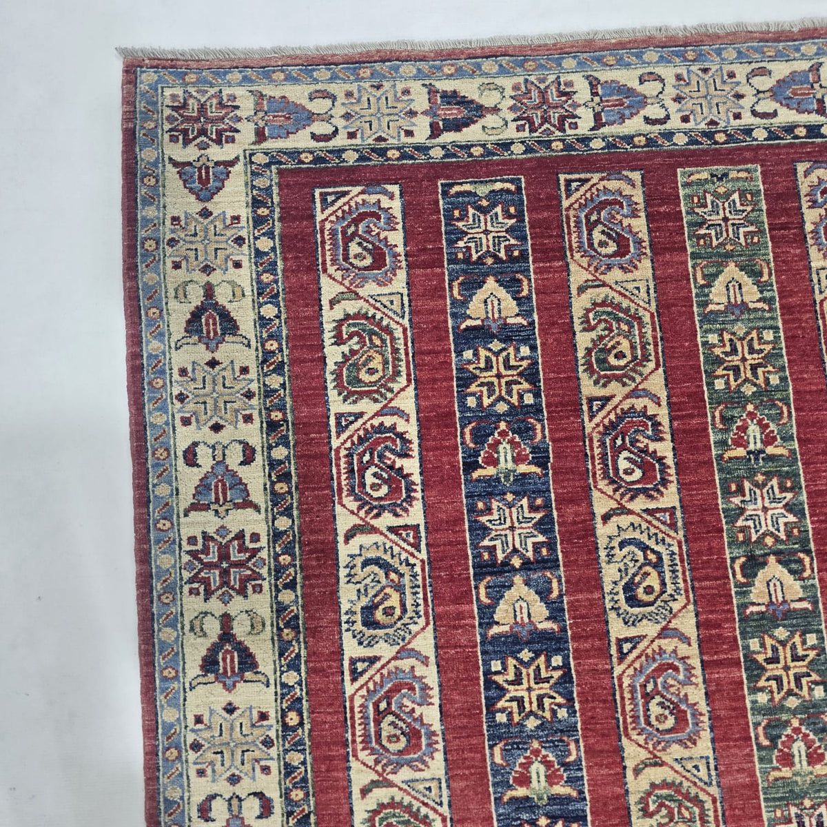 5x6.5 Red Shawl Area Rug | Handmade Wool & Cotton Rug