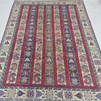 5x6.5 Red Shawl Area Rug | Handmade Wool & Cotton Rug