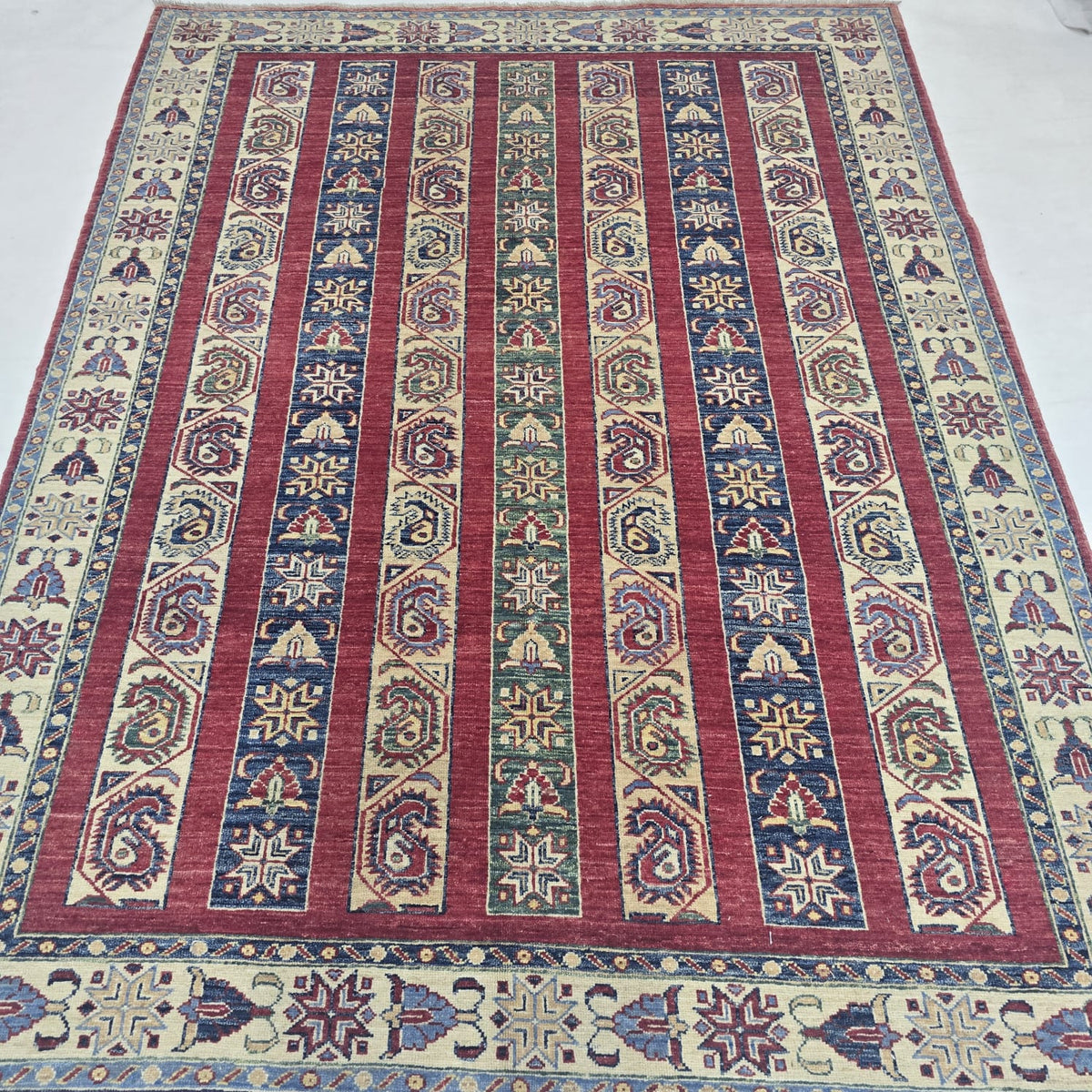 5x6.5 Red Shawl Area Rug | Handmade Wool & Cotton Rug