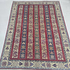 5x6.5 red Shawl handmade wool and cotton area rug