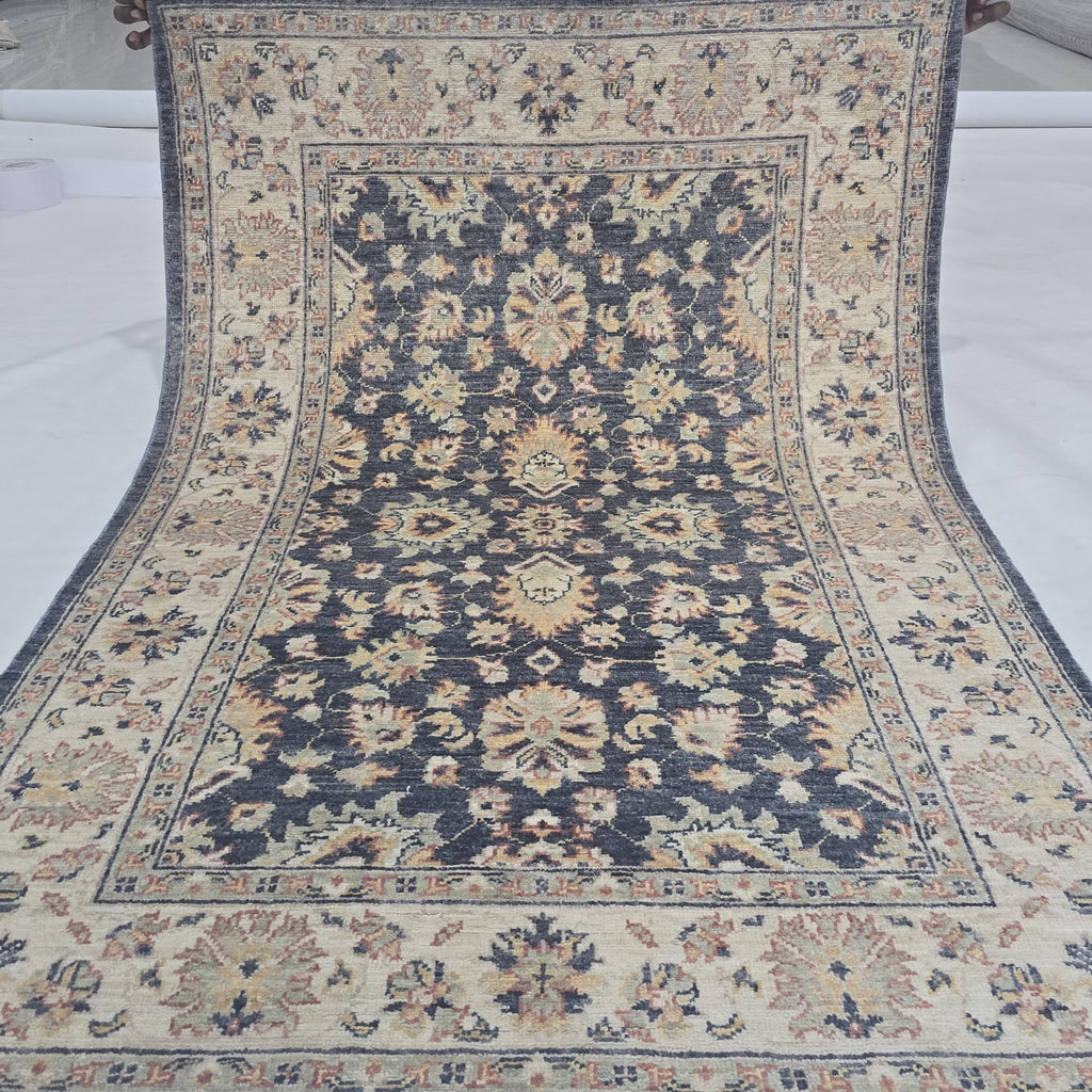 3x5 Gray Chobi Floral Area Rug | Handmade Wool & Cotton Rug