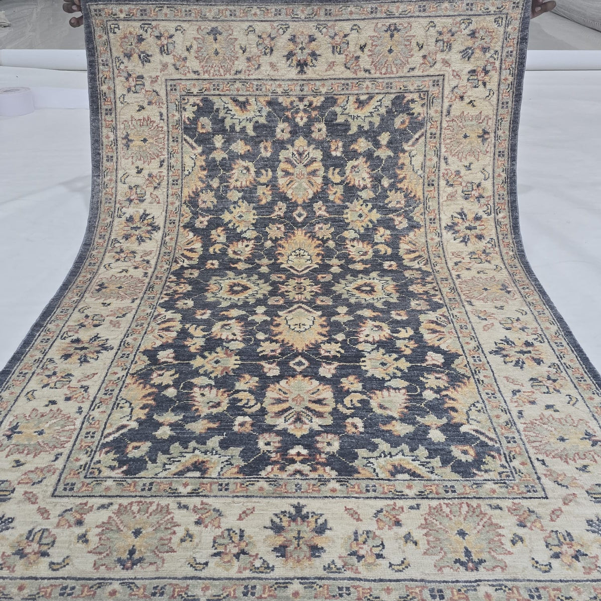 3x5 Gray Chobi Floral Area Rug | Handmade Wool & Cotton Rug