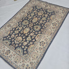 3x5 Gray Chobi Floral Area Rug | Handmade Wool & Cotton Rug