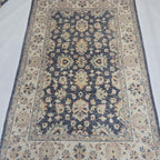 3x5 gray Chobi floral handmade wool and cotton area rug with vegetable dyeing