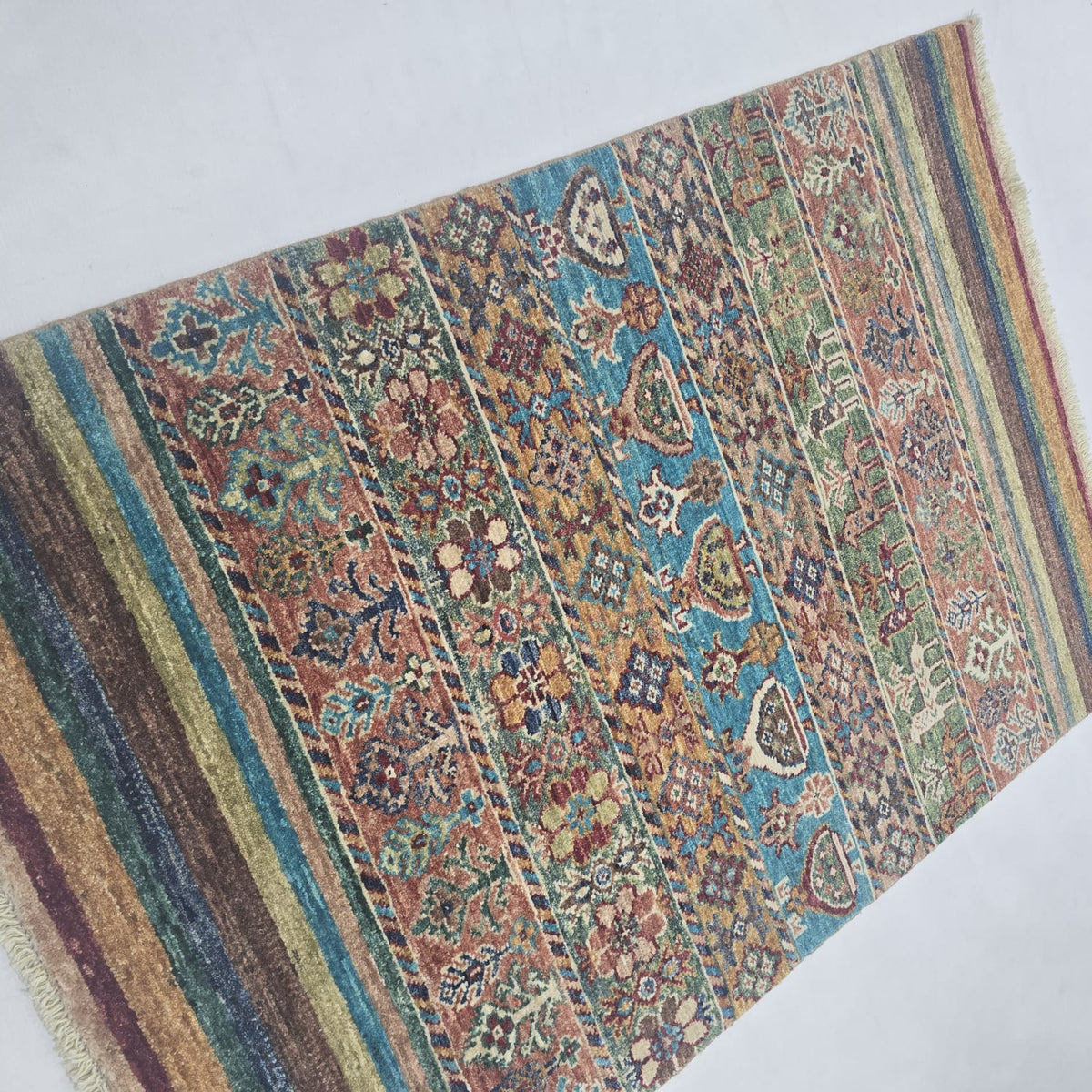 2.5x4 Multi Khurjeen Rainbow Area Rug | Handmade Wool & Cotton Rug