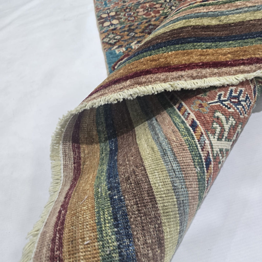 2.5x4 Multi Khurjeen Rainbow Area Rug | Handmade Wool & Cotton Rug