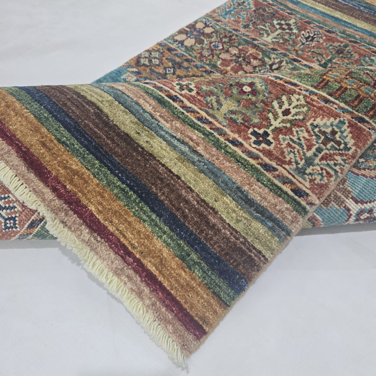 2.5x4 Multi Khurjeen Rainbow Area Rug | Handmade Wool & Cotton Rug