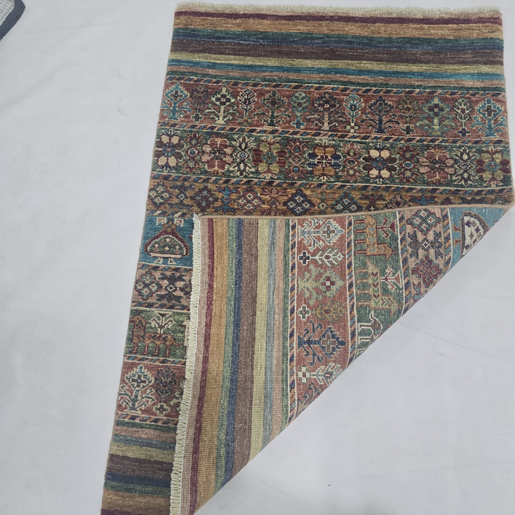 2.5x4 Multi Khurjeen Rainbow Area Rug | Handmade Wool & Cotton Rug