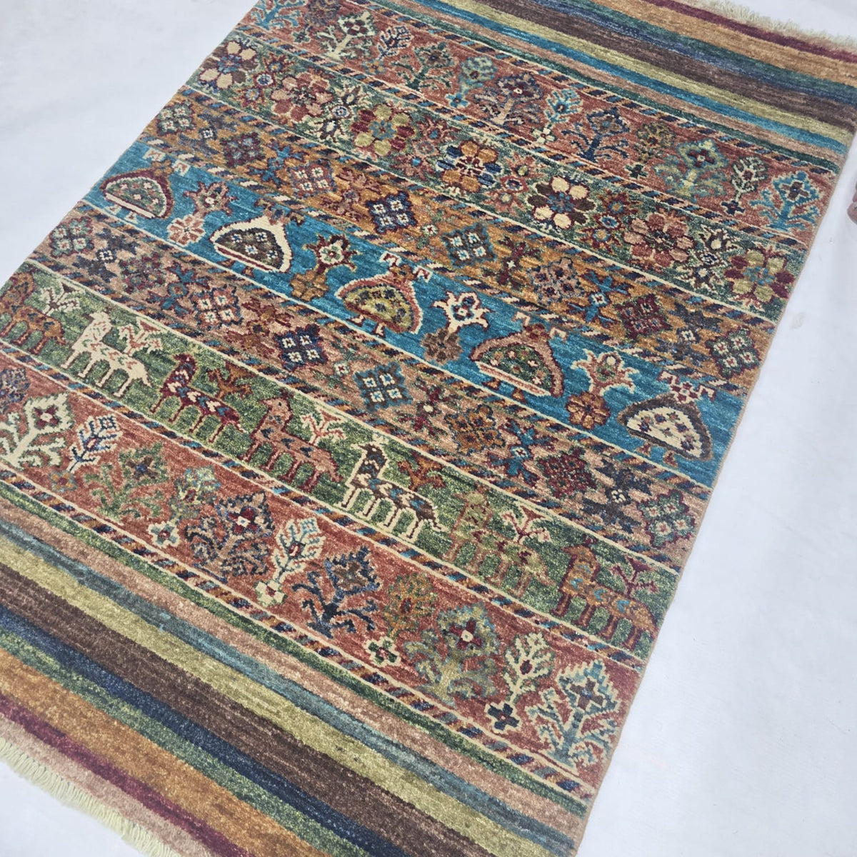 2.5x4 Multi Khurjeen Rainbow Area Rug | Handmade Wool & Cotton Rug