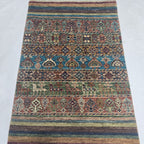 2.5x4 Multi Khurjeen Rainbow Area Rug | Handmade Wool & Cotton Rug