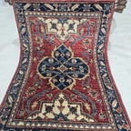 2x3 Red Heriz Floral Area Rug | Handmade Wool & Cotton Rug
