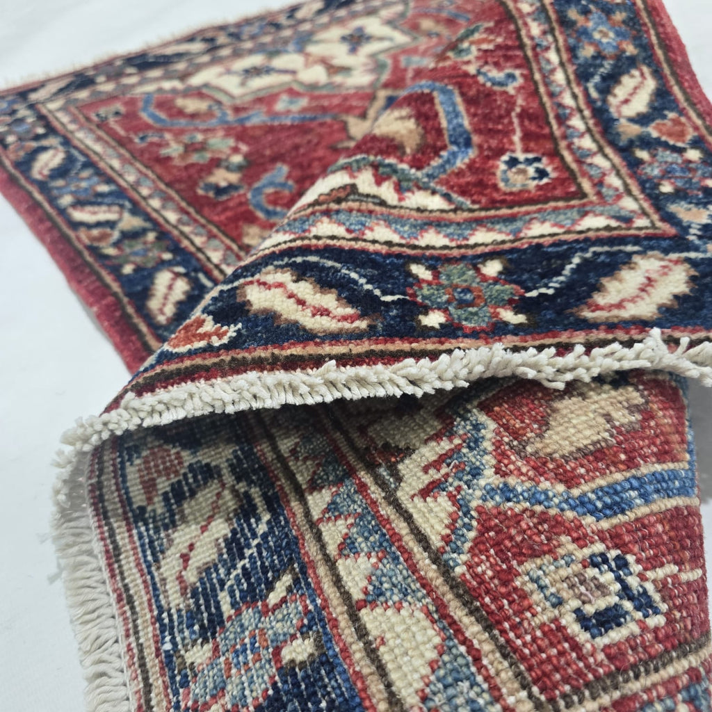 2x3 Red Heriz Floral Area Rug | Handmade Wool & Cotton Rug