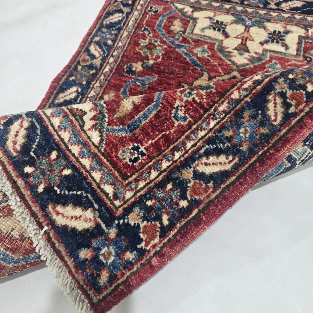 2x3 Red Heriz Floral Area Rug | Handmade Wool & Cotton Rug