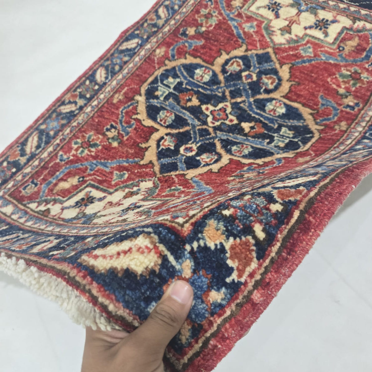 2x3 Red Heriz Floral Area Rug | Handmade Wool & Cotton Rug