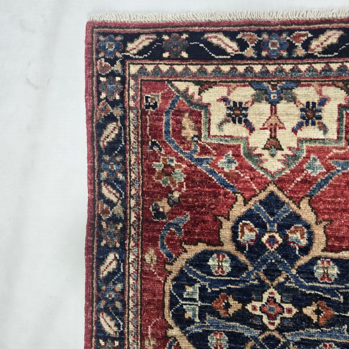 2x3 Red Heriz Floral Area Rug | Handmade Wool & Cotton Rug