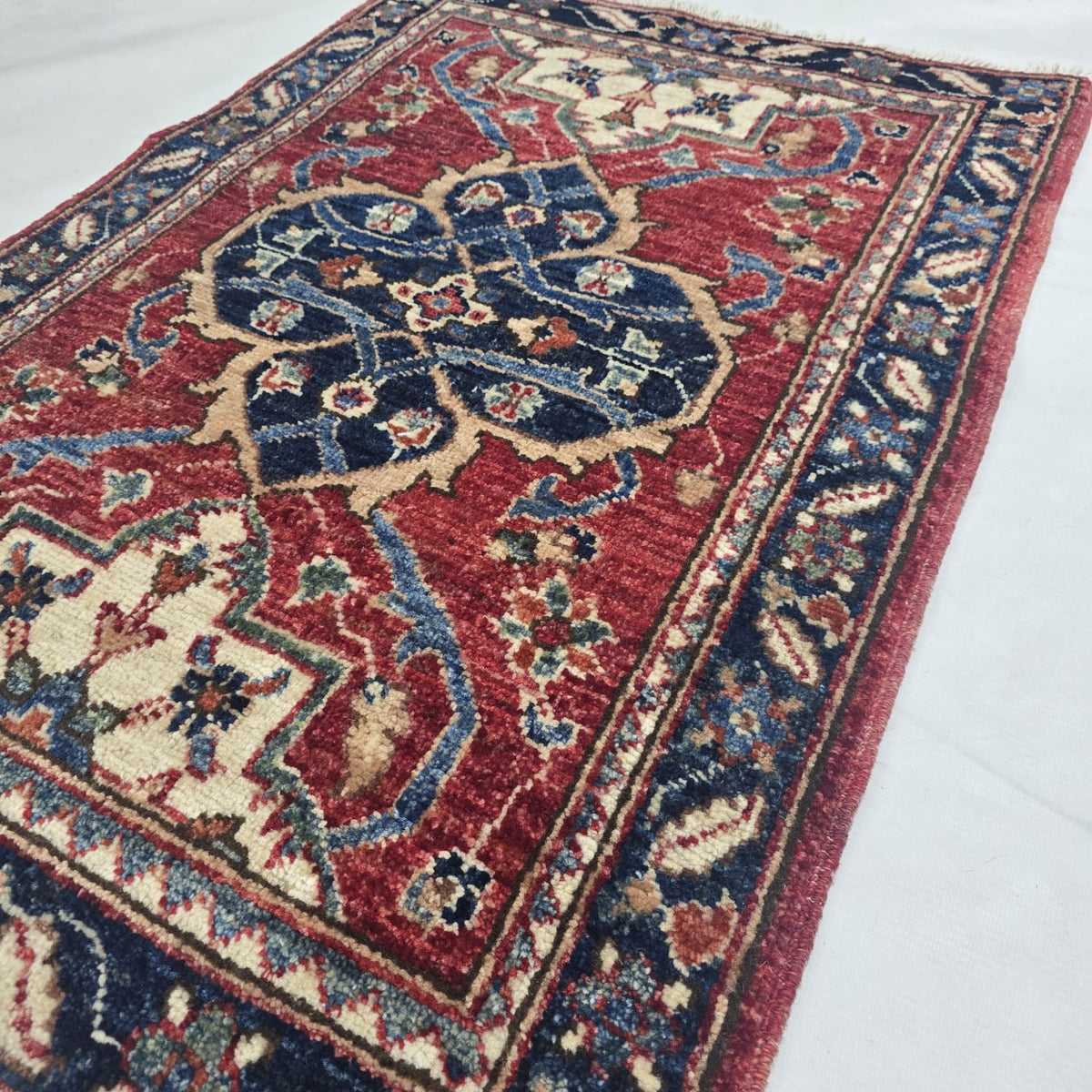 2x3 Red Heriz Floral Area Rug | Handmade Wool & Cotton Rug