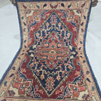 2x3 Red Heriz Floral Area Rug | Handmade Wool & Cotton Rug