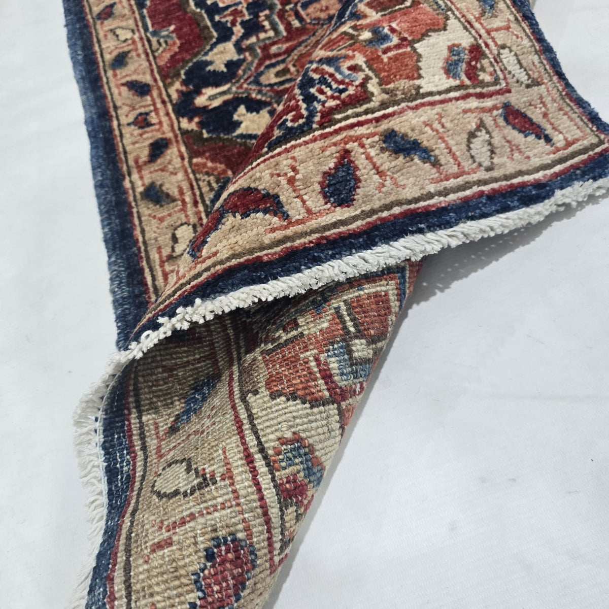 2x3 Red Heriz Floral Area Rug | Handmade Wool & Cotton Rug